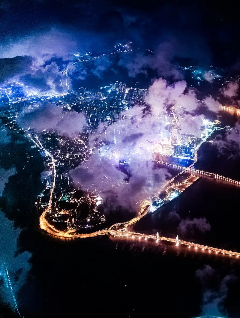 澳门跨海大桥夜间灯光